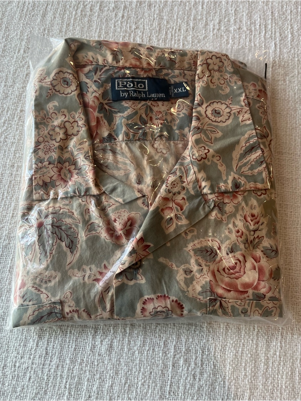 XXL Polo Ralph Lauren Camp Shirt Vtg 90s Floral Rose Paisley Loop Collar Beach